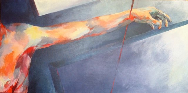 Le Troisième Jour. © Elisabeth Montagut Acrylique sur toile, triptyque, 3 fois 40x100cm 