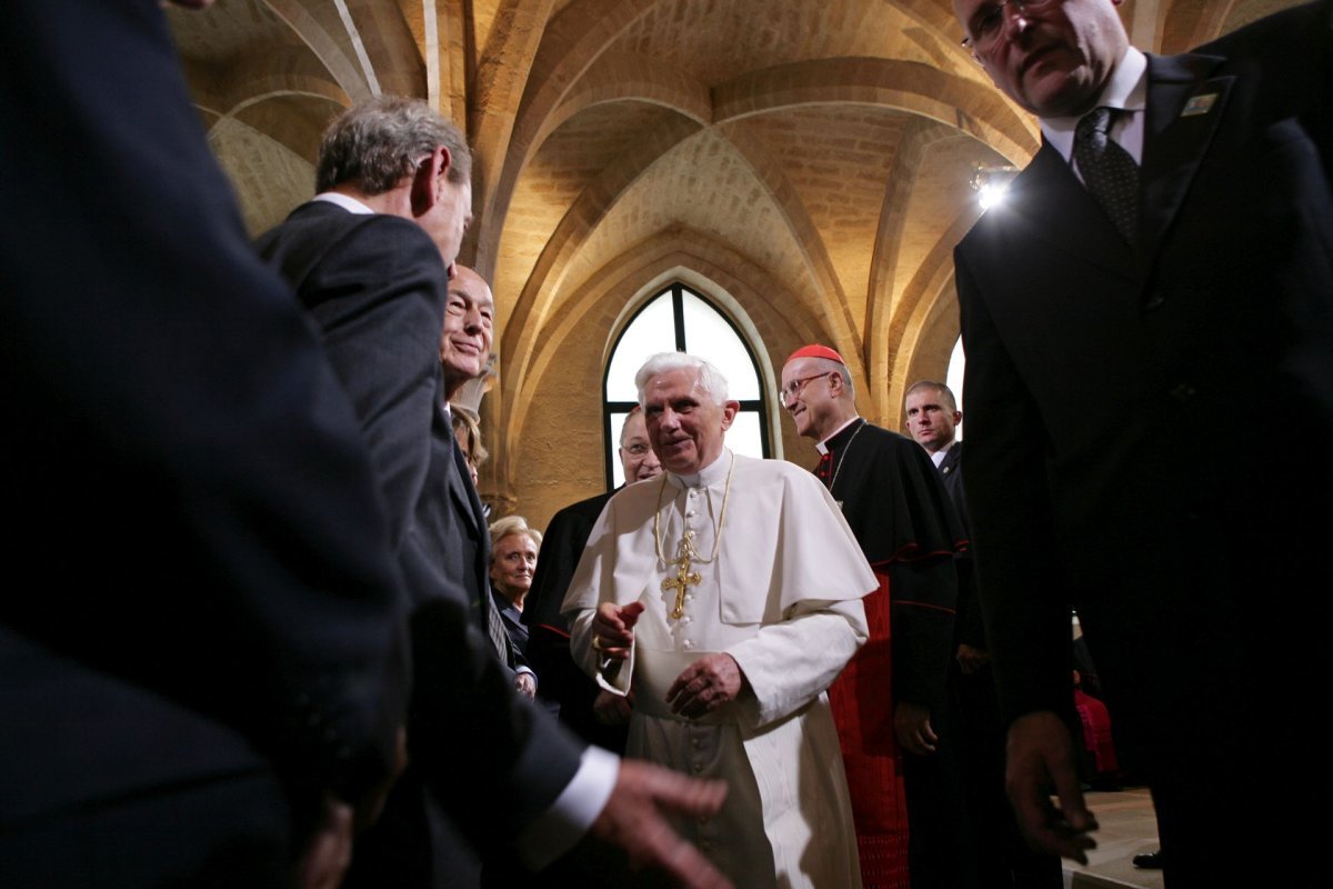 Benoît XVI au Collège des Bernardins. © Alessia Giuliani / Ciric – Reproduction interdite.