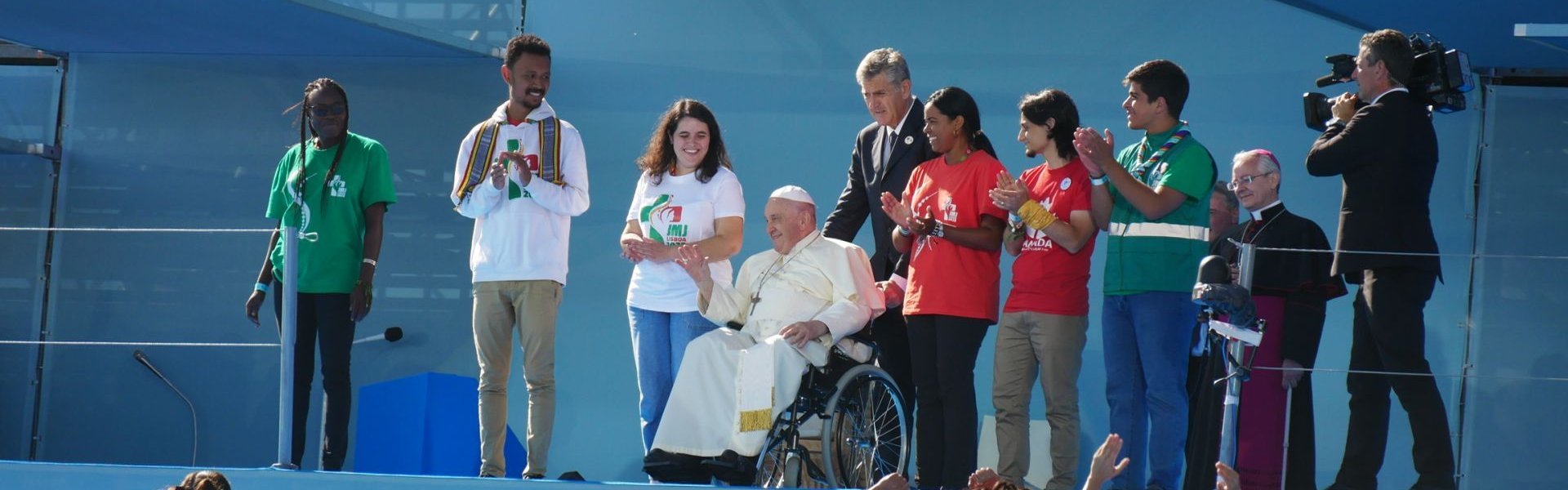 JMJ 2023 – Cérémonie d'accueil avec le pape François. (c) Mathilde Rambaud.